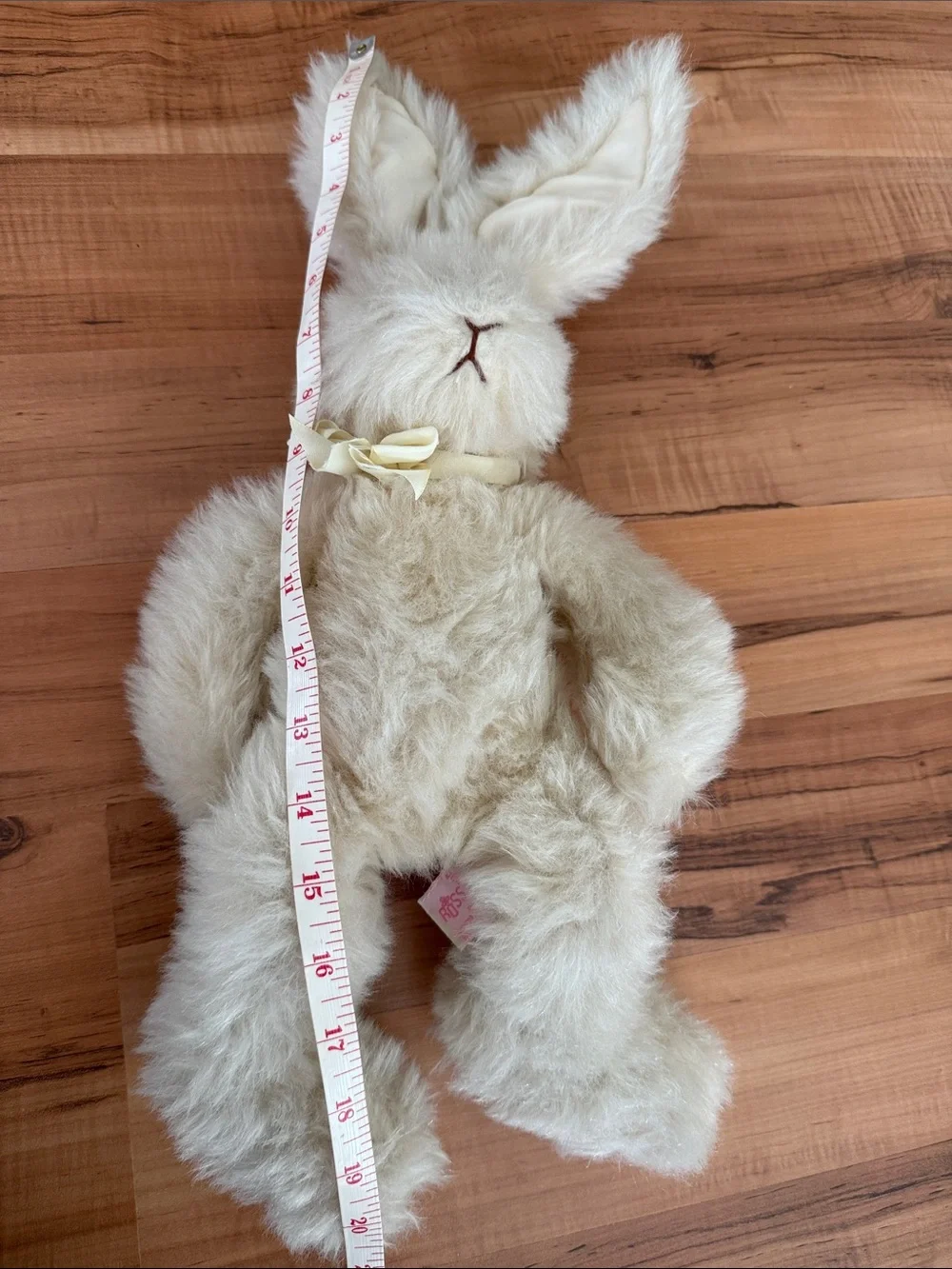 Russ Berrie MAGNOLIA Plush Stuffed Animal Cream Bunny Rabbit with Ribbon Accent